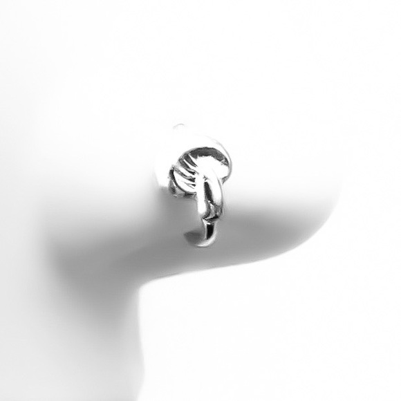 Tiny Mushroom Nose Ring Cartilage Hoop Earring 925 Sterling Silver & Gold Filled - Picture 6 of 9